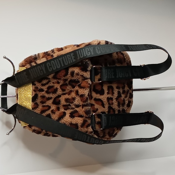 Juicy Couture -Faux Fur Cheetah Backpack w/Gold Sequins - Brown Tan Gold - Picture 2 of 11